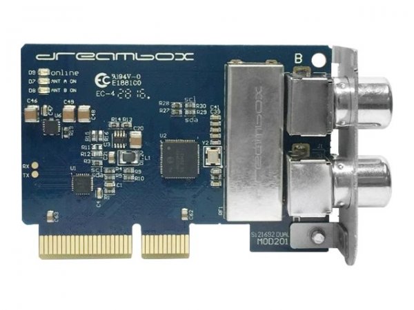 Dreambox DVB-C/T2 Dual Tuner - DVB-C,DVB-T2 - 6,7,8 MHz - 42 - 1002 MHz - Mini PCI Express - 5 V