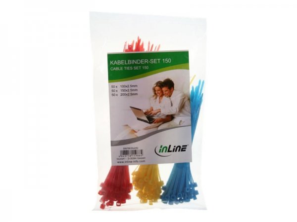 InLine Cable tie kit - blue, yellow, red