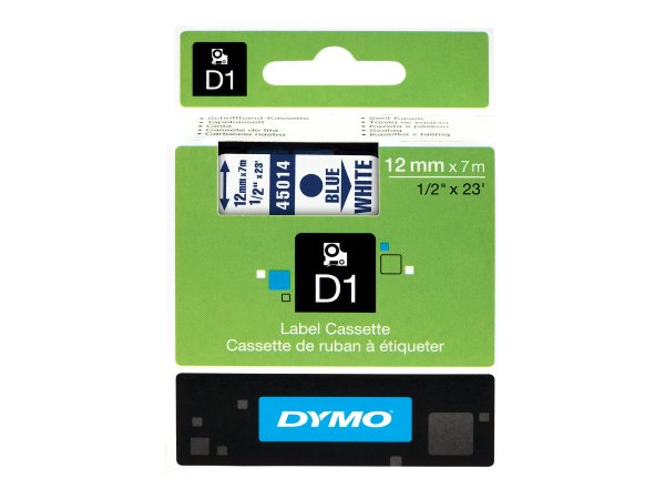 Dymo D1 Schriftband 12 mm x 7 m blau auf weiß 45014 - Etichette/etichette