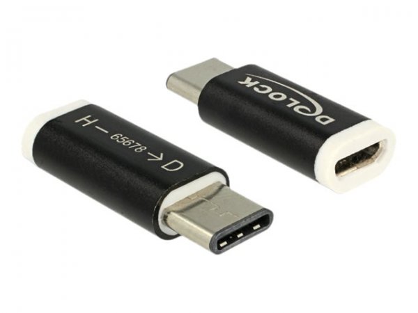 Delock 65678 - USB 2.0-C - USB 2.0 Micro-B - Nero - Bianco