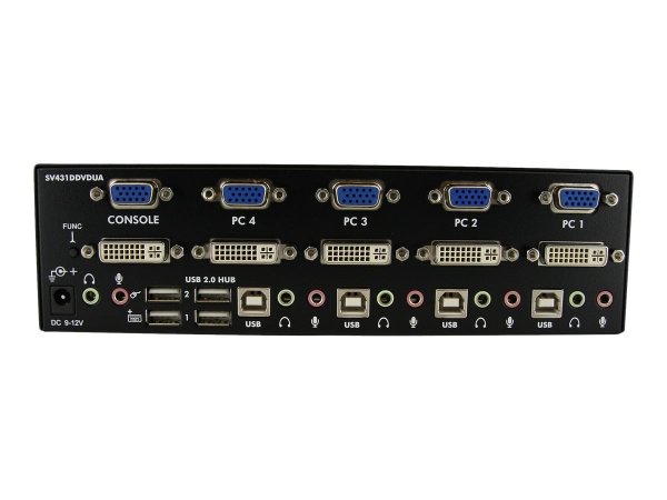 StarTech.com Switch KVM doppio monitor VGA DVI 4 porte USB con audio e hub USB 2.0 - 1920 x 1200 Pix