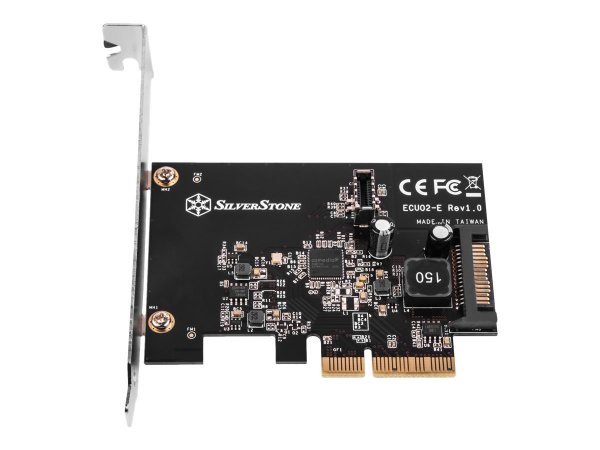 SilverStone ECU02-E - PCIe - USB 3.2 Gen 2 (3.1 Gen 2) - A basso profilo - PCIe 3.0 - Nero - 10 Gbit