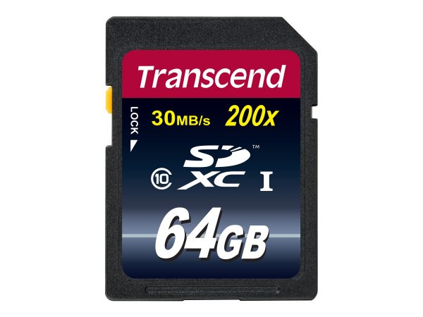 Transcend TS64GSDXC10 - 64 GB - SDXC - Classe 10 - NAND - 30 MB/s - Nero