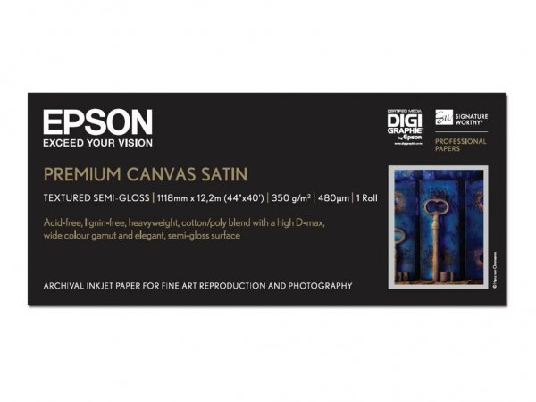 Epson Premium Canvas Satin - in rotoli da 111,8cm (44'') x 12,19m. - Satinata - 350 g/m² - - SureCol
