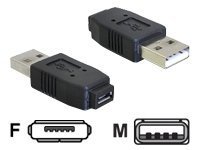 Delock Adapter USB micro-A+B female to USB2.0-A male - USB micro-A+B - USB 2.0 A - Nero