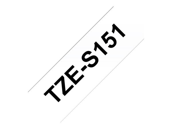 Brother TZe-S151 - Extra starker Klebstoff - schwarz auf durchsichtig - Rolle (2,4 cm x 8 m)