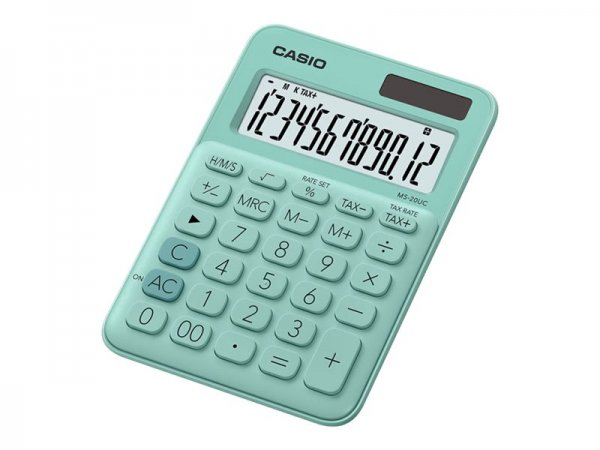 Casio MS-20UC-GN - Desktop - Calcolatrice di base - 12 cifre - 1 linee - Batteria/Solare - Verde