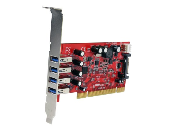 StarTech.com Scheda Pci con 4 porte USB 3.0 SuperSpeed con alimentazione SATA/SP4 - PCI - USB 3.2 Ge