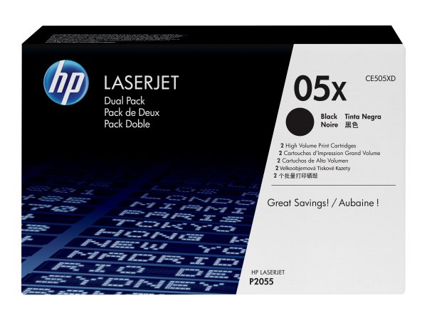 HP Confezione da 2 cartucce originali di Toner nero ad alta capacità LaserJet 05X - 13000 pagine - N