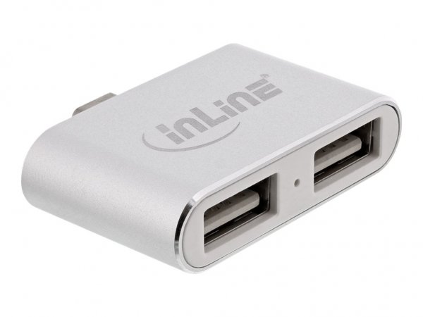 InLine Mini USB 2.0 Hub - USB Type-C maschio a 2x USB A femmina - argento