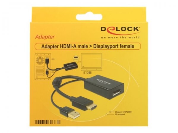 Delock 0.245m HDMI+USB2.0-A/DisplayPort - 0,254 m - HDMI + USB - DisplayPort - Maschio - Femmina - O