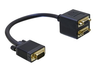 Delock Adapter VGA male to 2x VGA female - 0,2 m - VGA (D-Sub) - 2 x VGA (D-Sub) - Maschio - Femmina