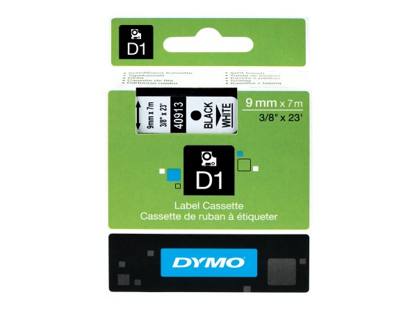 Dymo D1 Schriftband 9 mm x 7 m schwarz auf weiß 40913 - Etichette/etichette