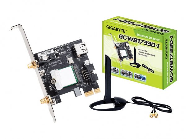 Gigabyte GC-WB1733D-I - Interno - Wireless - PCI Express - WLAN / Bluetooth - Wi-Fi 5 (802.11ac) - 1
