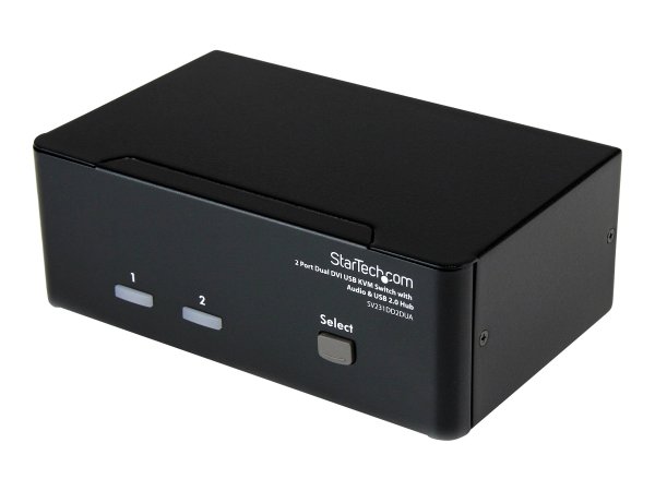 StarTech.com Switch KVM Dual DVI USB 2 porte con audio e hub USB 2.0 - 2048 x 1536 Pixel - Nero