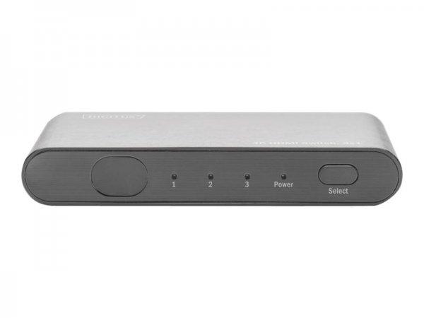 DIGITUS Commutatore 4K HDMI - 3x1 - HDMI - Alluminio - Nero - 1080i - 1080p - 3840 x 2160 Pixel - 12