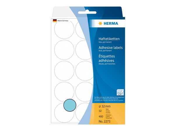 HERMA 2273 - Blu - Cerchio - Cellulosa - Carta - Germania - 32 mm - 32 mm