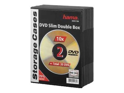 Hama DVD Slim Double-Box 10 - Black - 2 dischi - Nero