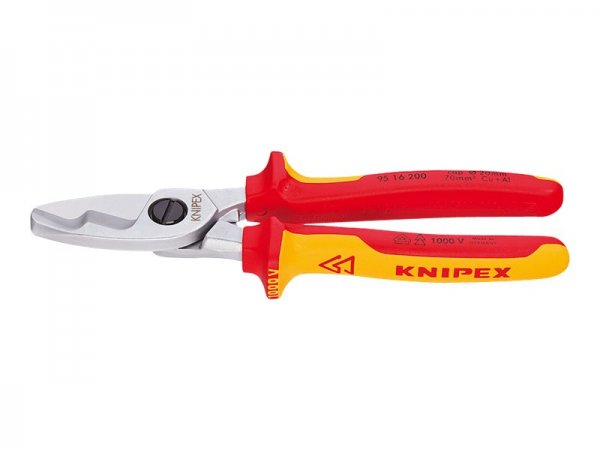 KNIPEX 95 16 200 - Tagliafilo/cavo manuale - Rosso/giallo - Cromo - 2 cm - VDE - 20 cm