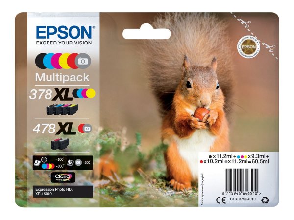 Epson Squirrel Multipack 6-colours 378XL / 478XL Claria Photo HD Ink - Resa elevata (XL) - 11,2 ml -
