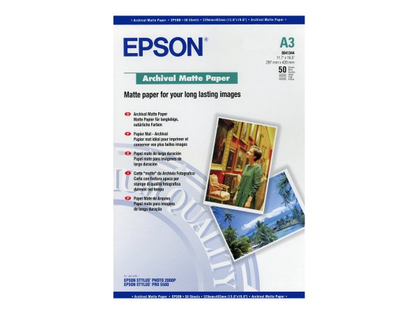 Epson Carta "matte" da archivio fotografico - Opaco - 189 g/m² - A3 - Bianco - 50 fogli - SureColor