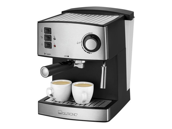 Clatronic ES 3643 - Macchina per espresso - 1,6 L - 850 W - Nero - Acciaio inossidabile
