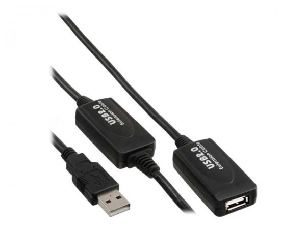 InLine Cavo USB 2.0 Am/ A F - Attivo Repeater - prolunga - nero - 15m