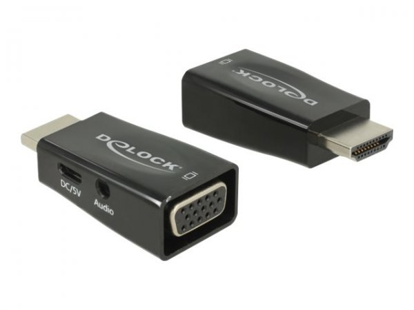 Delock 65901 - HDMI A - VGA & 3.5 mm Audio - Nero