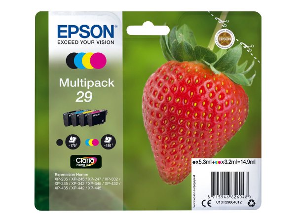Epson Strawberry Multipack Fragole 4 colori Inchiostri Claria Home 29 - Resa standard - 5,3 ml - 3,2