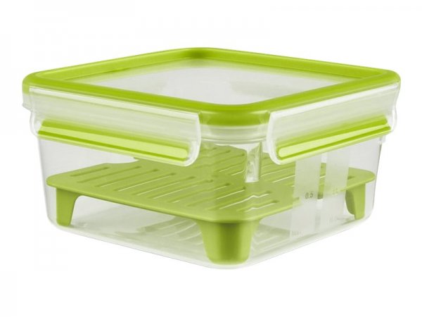 EMSA Sandwichbox Clip & Go XL 1,3l - Brotdose - Erwachsener - Grün - Transparent - Einfarbig - Quadr