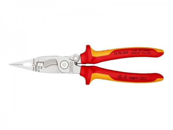 KNIPEX 13 96 200 - Pinze a becco lungo - Acciaio - Plastica - Rosso/Arancione - 20 cm - 280 g