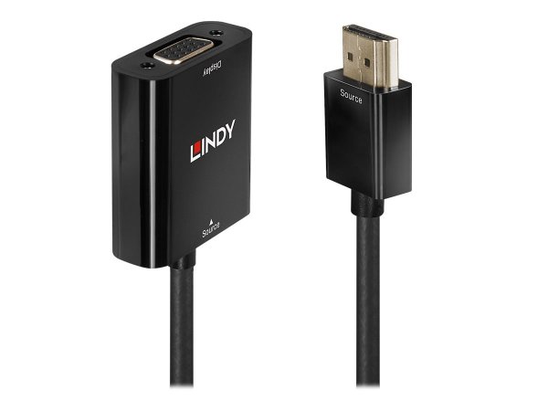 Lindy 38291 - 0,1 m - HDMI tipo A (Standard) - VGA (D-Sub) - Maschio - Femmina - Dritto