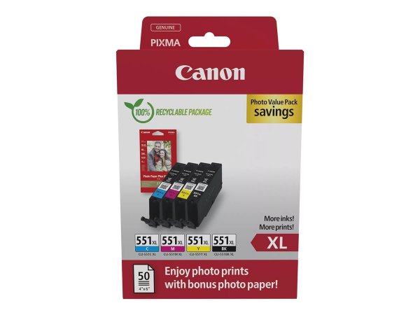 Canon CLI-551XL Ink Cartridge C/M/Y/BK - Cartuccia di inchiostro - Nero