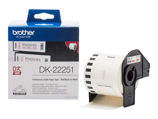 Brother DK-22251 - Nero e rosso su bianco - DK - Nero - Blu - Bianco - Trasferimento termico - QL-80