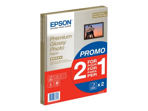 Epson Premium Glossy Photo Paper - A4 - 2x 15 Fogli - Lucida premium - 255 g/m² - A4 - 30 fogli - -