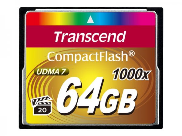 Transcend CompactFlash Card 1000x 64GB - 64 GB - CompactFlash - MLC - 160 MB/s - 120 MB/s - Nero
