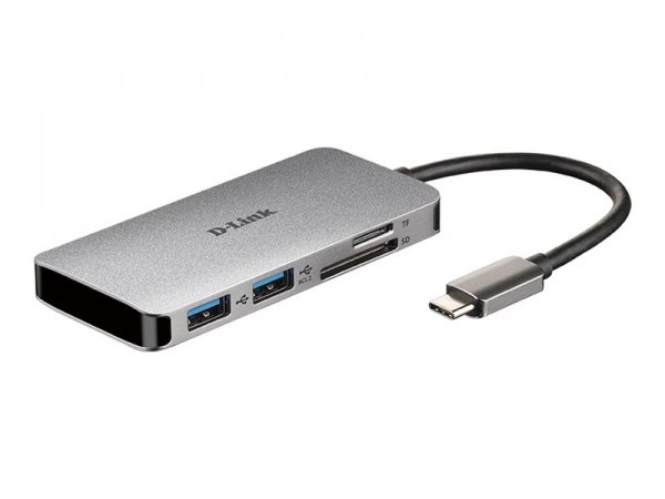 D-Link DUB-M610 - Cablato - USB 3.2 Gen 1 (3.1 Gen 1) Type-C - 100 W - Alluminio - Nero - MicroSD (T