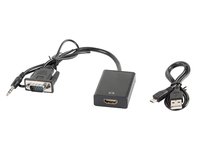 Lanberg AD-0021-BK - 0,2 m - HDMI tipo A (Standard) - VGA (D-Sub) - Femmina - Maschio - Dritto