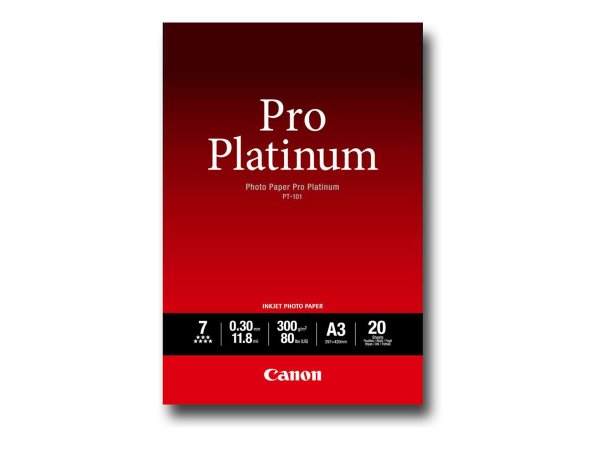 Canon Photo Paper Pro Platinum A3 Photo paper - 300 g/m² - 297x420 mm - 20 foglio