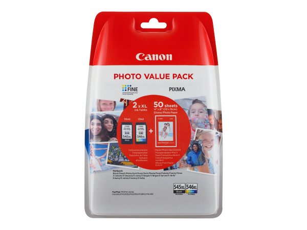 Canon Confezione multipla cartucce d'inchiostro a resa elevata PG-545XL/CL-546XL + carta fotografica