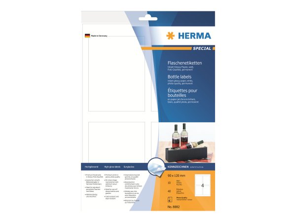 HERMA 8882 - Bianco - Etichetta per stampante autoadesiva - A4 - Carta - Ad inchiostro - Permanente