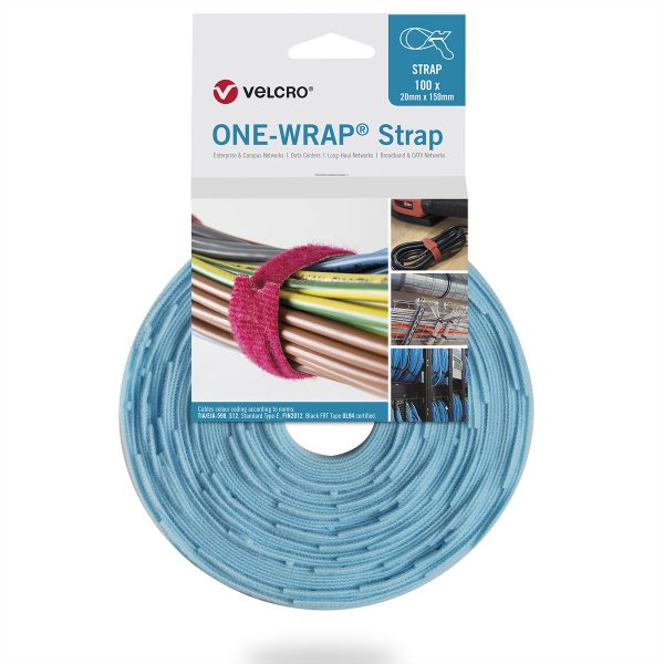 VELCRO ONE-WRAP - Fascetta sganciabile - Polipropilene (PP) - Velcro - Colore acqua - 150 mm - 20 mm