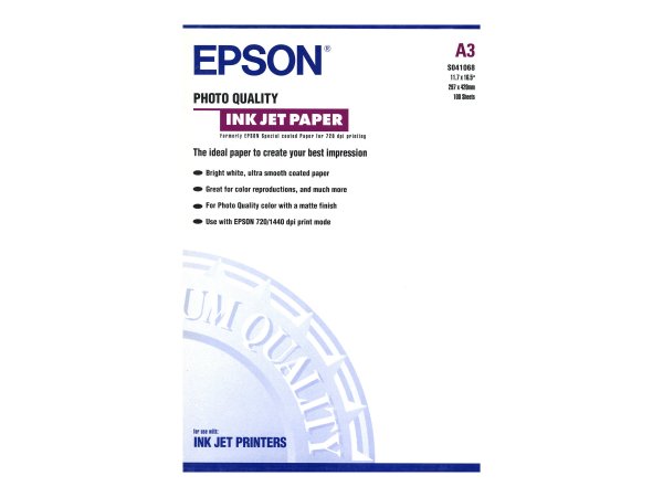 Epson Carta speciale (720/1440 dpi) - finitura opaca - Opaco - 102 g/m² - A3 - Bianco - 100 fogli -