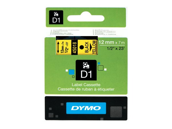 Dymo D1 Schriftband 12 mm x 7 m schwarz auf gelb 45018 - Etichette/etichette - A1