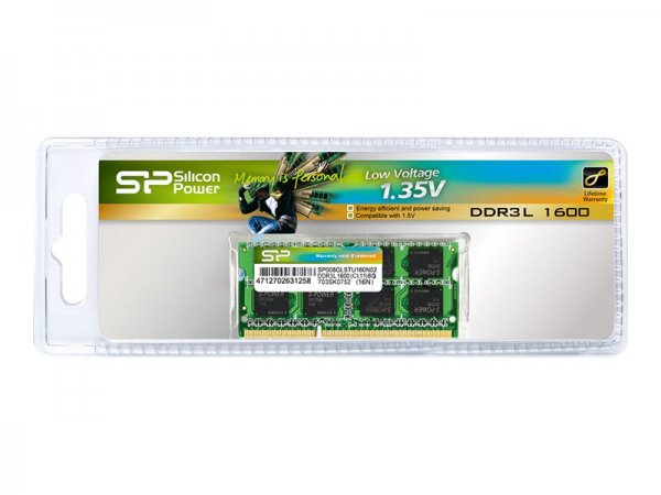 Silicon Power SP004GLSTU160N02 - 4 GB - 1 x 4 GB - DDR3L - 1600 MHz - 204-pin SO-DIMM - Verde