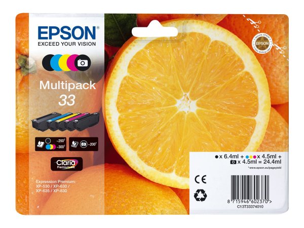 Epson Oranges Multipack 5-colours 33 Claria Premium Ink - Resa standard - Inchiostro a base di pigme