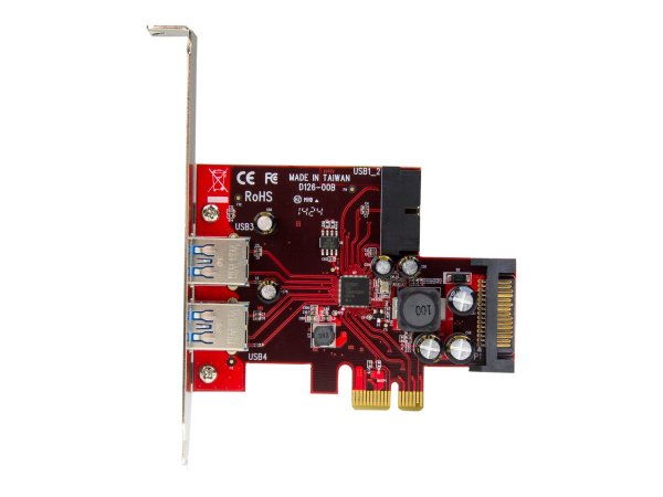 StarTech.com Scheda Espansione PCI Express USB 3.0 a 4 porte - 2 interne - 2 esterne - Adattatore PC