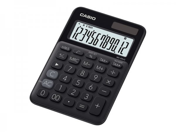 Casio MS-20UC-BK - Desktop - Calcolatrice di base - 12 cifre - 1 linee - Batteria/Solare - Nero