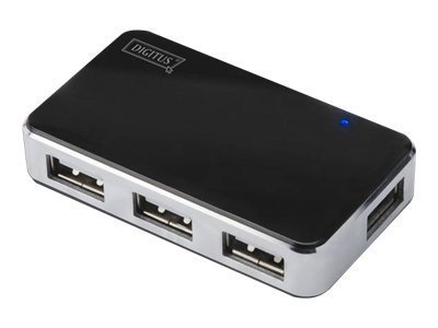 DIGITUS Hub 4 porte USB 2.0 - USB 2.0 Mini-B - USB 2.0 - 480 Mbit/s - Nero - Argento - 0,66 m - Cina