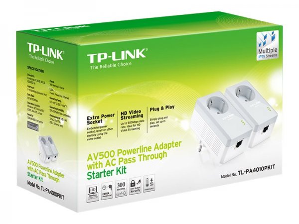 TP-LINK TL-PA4010 Kit AV500 Powerline Starter Kit - Bridge - Rete elettrica